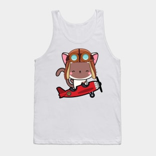 Cute white Cat is in a vintage plane Tank Top